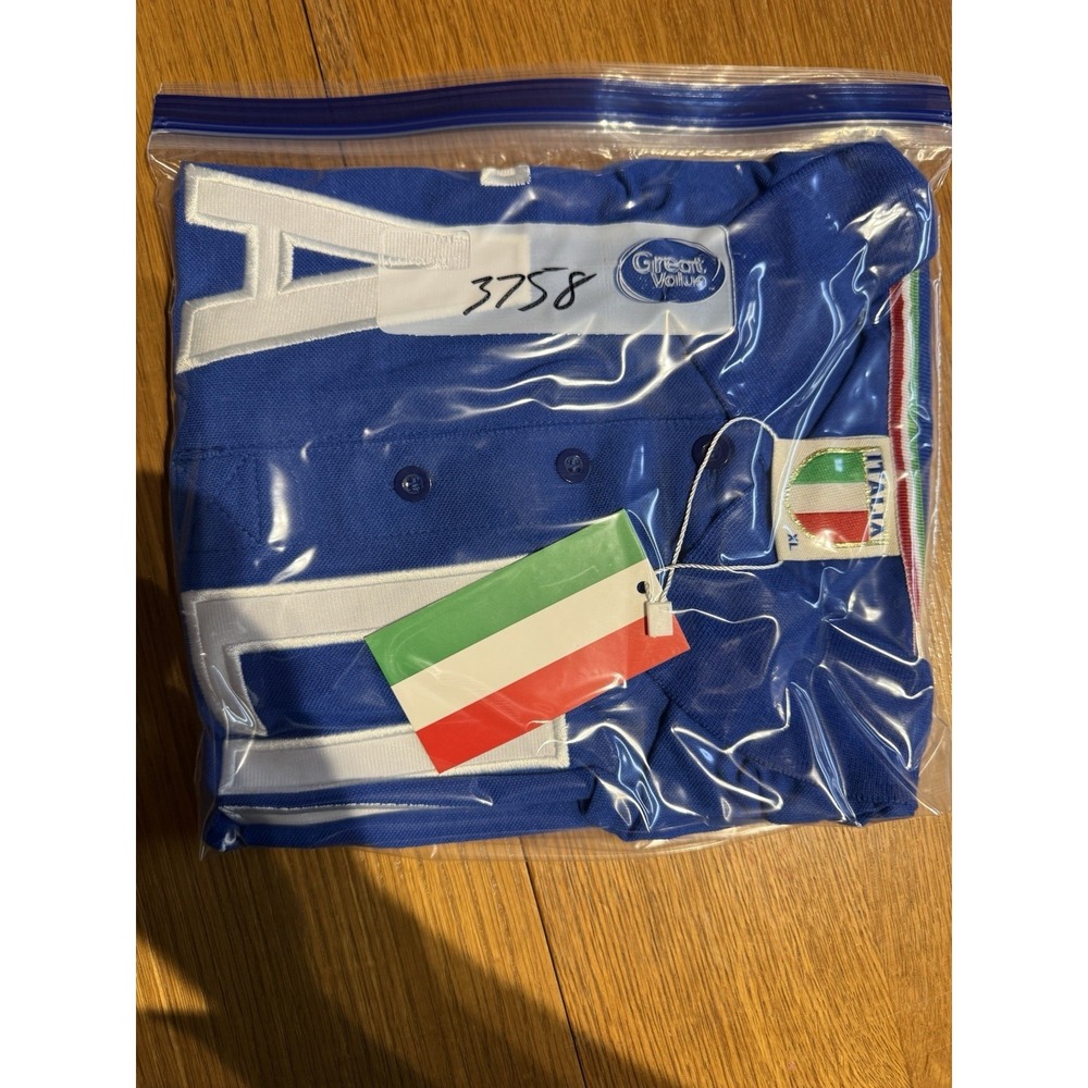 Italia Polo Shirt Mens XL Blue Italy Soccer Flag Embroidered NWT - Picture 8 of 8
